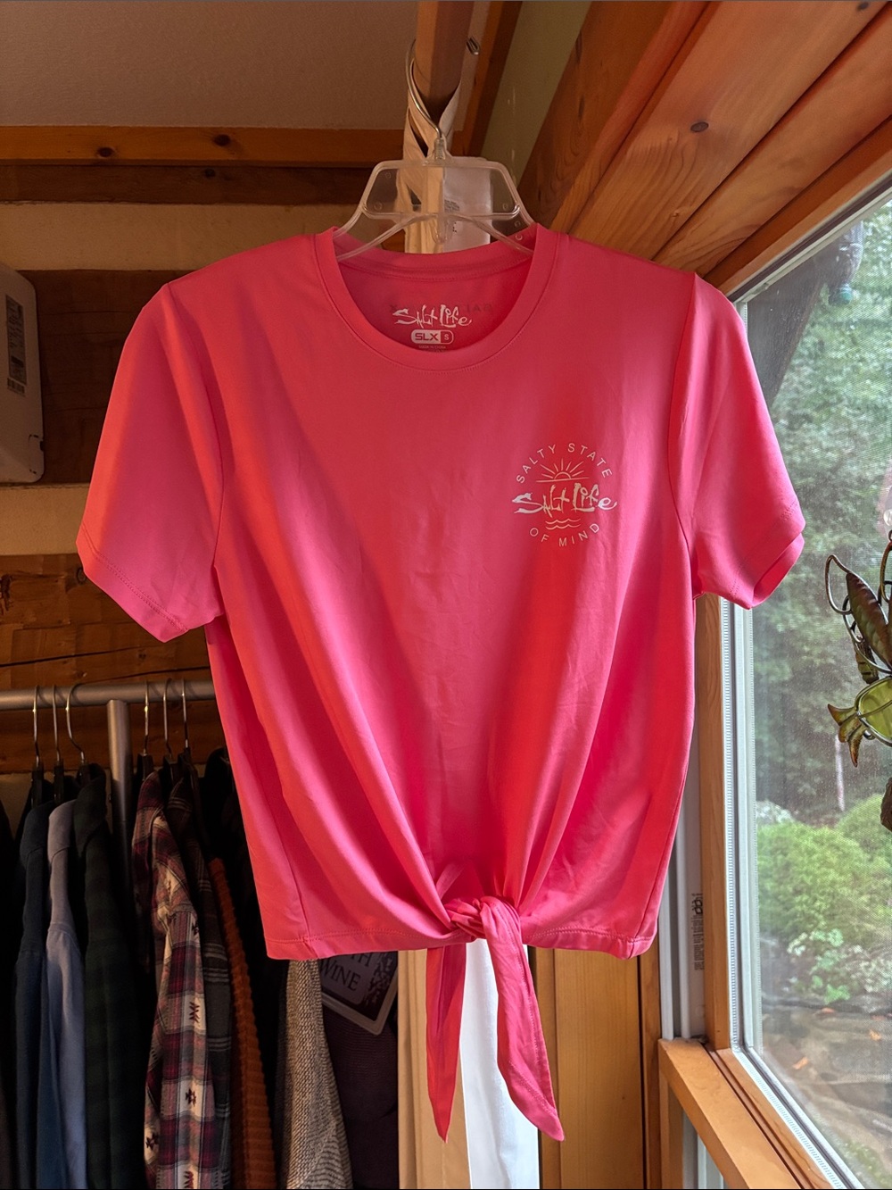 Salt Life Hot Pink Tie-Front Short Sleeve Tee
